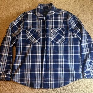 Banana Republic Navy and White Plaid Men's XL Shirt Jacket
